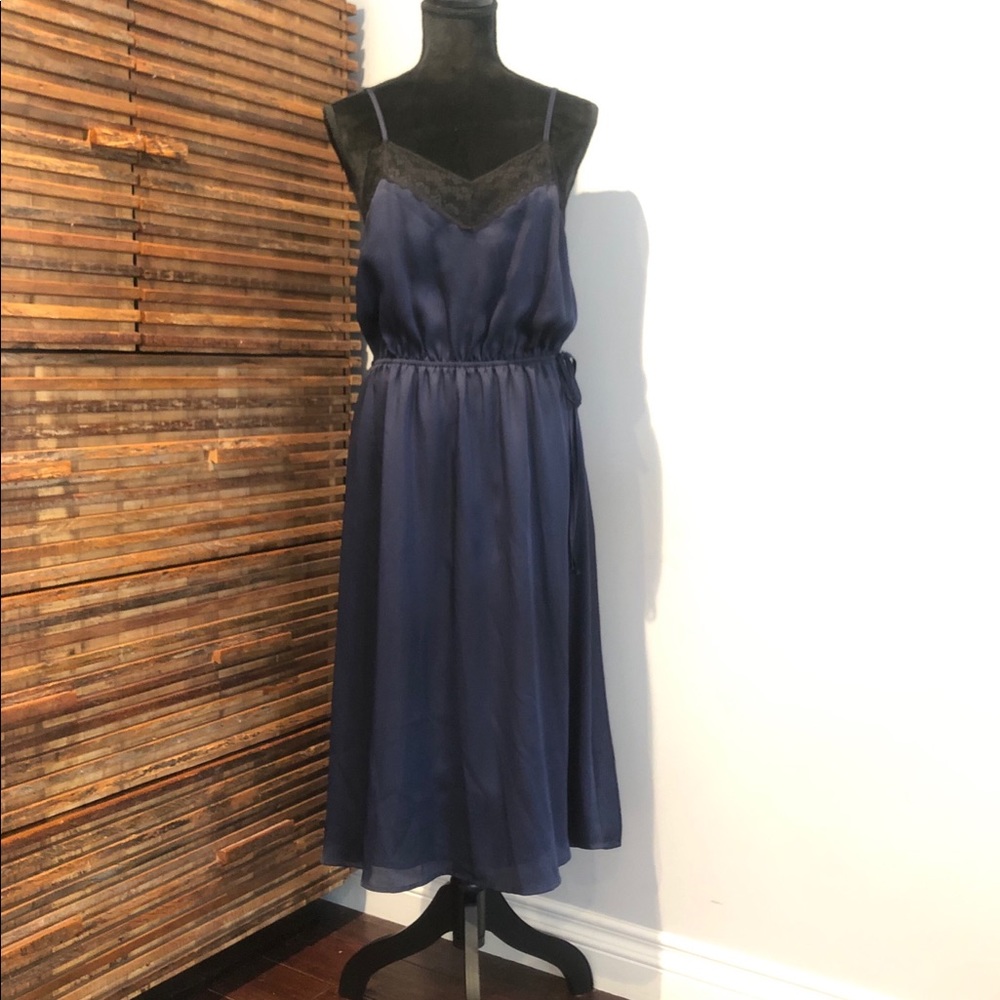 Navy blue and black lace midi sundress.